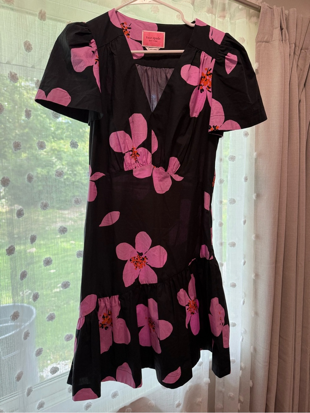 kate spade Black Midi Dress with Pink Floral Print